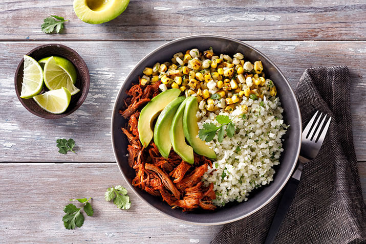 Cilantro Lime Cauliflower Rice and Al Pastor Bowl